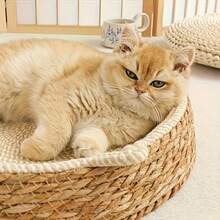 [Large Cat Compatible]Cute Cat Ear Round Woven Cat Scratching Bed & Scratching Post 2-In-1, Durable Rope Knot Scratching Board Comfortable Cat Bed, Indoor Space-Saving Cat Resting Station Scratching & Napping All-In-One Cat Supplies, Perfect For Medium And Large Cats - Multicolor - View 11