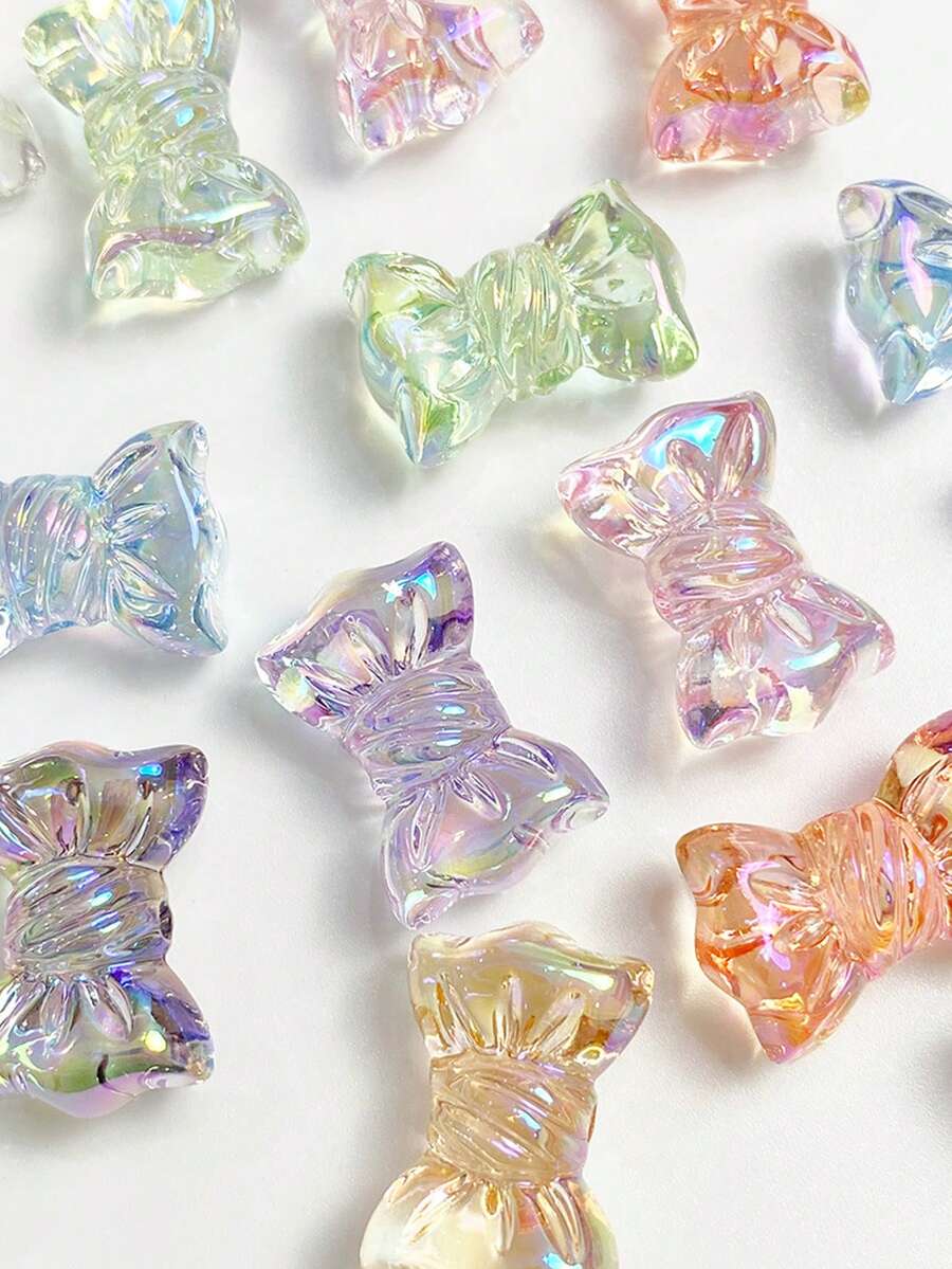 10pcs 16*24mm Colorful Bowknot Beads DIY Handmade Beaded Accessories Acrylic Loose Beads Bracelet Material - Iridescent Bow Tie - View 1