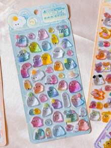 1/4pcs Cute Cartoon Summer Drink Fruit Popsicle Embossed Rhinestone Sticker Resin Crystal Kids Reward - Multicolor - View 16