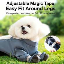 Waterproof Anti-Slip Dog Boots Dirt-Proof Pet Paw Protection Shoes Adjustable Dog Overalls Jumpsuit With Buckle Pet Supplies - Dusty Blue - View 6