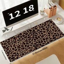 1PC Leopard Pattern Leather Desk Pad Modern Art Large Mouse Pad Desk Accessories Fine Short Plush Base With Non-Slip Keyboard Pad For Office Home Computer As Gifts For Men Women Friends Back To School - View 3