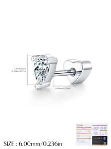 MODIAN D Color Moissanite Helix Stud 925 Plata de Ley Delicada Corona Corazón Pendientes de Tornillo para Mujer Citas Joyería Fina - Plateado - Ver 15
