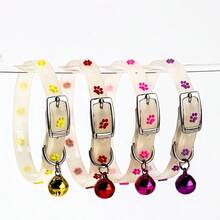 4pcs Random Colors Pet Glow-In-The-Dark Collars, Cute Nighttime Luminous Pet Collars, Glow-In-The-Dark Pet Collars - Glowing Collars With Paw Prints, Nighttime Safety Anti-Lost Collars, Suitable For Small Dogs And Cats, Various Colors - Multicolor - View 10