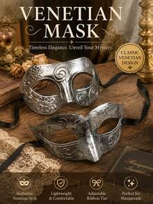 Vintage Venetian Style Masquerade Couple Masks, Suitable For Role Play, Stage Performance, Theme Party And Halloween Party - Multicolor - View 2