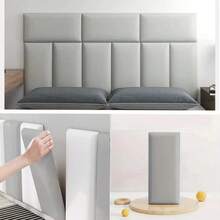 1pc 20x40cm Self-Adhesive Wall Sticker Wall Protection Pad Bedroom Headboard Bedside Fabric Soft Cushion Tatami Decorative Sticker - A - View 2