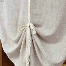 1PC Bohemian-Style Solid Color Tassel Curtain,Providing Privacy; Light Brown Faux Linen Curtain For Living Room And Bedroom;Height Adjustable Home Drapes - Beige - View 9