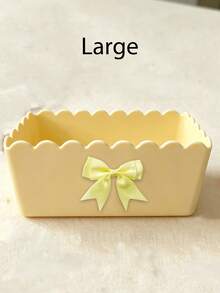 Cream Ribbon Bow Storage Box, Sweet Bow Cosmetic Storage Box, Stationery Organizer, Bedroom Storage Container, Student Desk Stationery Holder, Household Sundries Storage Basket, Office Desk Decor, Accessories Storage Box - Multicolor - View 11