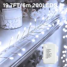 1pc 50/100 LEDs Firecracker Copper Wire Fairy String Lights, Remote Controlled 8 Lighting Modes, USB & Battery Operated With Timer Function, Warm White Waterproof LED Lights For Summer Patio, Wedding, Eid Al‑Adha Festival Decor - Battery-powered Firecracker Lights - View 11