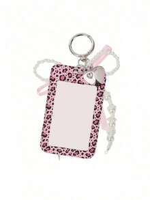 Exquisite Polka Dot ID Card Holder With Leopard Print Elements, Hanging Card Sleeve With Heart And Bow Pendant, Keychain, Delicate Girl Accessory, Work Badge Protector; No RFID Function, With Detachable Key Ring And Detachable Lanyard/Pendant - With ID Window And Card Slot, Suitable For ID Card, Student Card, Meal Card, Work Pass And Metro Access Card, Back To School Essential, Ideal Gift For Girls - Multicolor - View 16