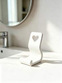 1pc Sturdy Heart-Shaped Hollow Phone Stand, ABS Plastic Portable Phone Holder, Minimalist Cute Style Desktop Ornament, Suitable For Online Classes, Watching Videos, Rental Home Decor, Cafe Tabletop - Multiple Styles - View 4