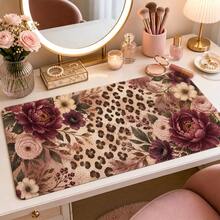 Leopard Print Floral Extended Mouse Pad, Modern Botanical Style Large Keyboard Mouse Desk Mat, Home Office Computer Pad, Fashionable Desktop Accessory Women's Gift - View 8