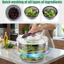 Push‑Action Salad Spinner & Colander, Multifunctional Vegetable Dryer With Drain Function, Dual‑Use Fruit Bowl, Easy Clean Kitchen Gadget For Home Kitchen Meal Prep, Practical Gift For Home Cooks & Salad Lovers - GSTSQ-5L - View 2