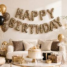 13pcs/Set Assorted Styles Happy Birthday Balloon Set, Suitable For Birthday Party, Holiday Decoration, Leopard Print Theme Birthday, Girls Birthday Party, First Birthday Celebration, Atmospheric Birthday Backdrop Decoration, Best Friend Celebration Party Scene Decoration, Photo Prop Background - Multicolor - View 7
