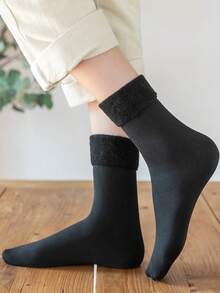 1/2/4/5 Pairs Of New Women's Winter Thickened Warm Short Socks,Ce Socks, Snowce Socks, Home Socks, Snow Socks Autumn Winter Warm Mid-Calf Socks - Multicolor - View 5