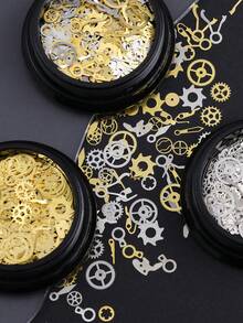 1/3 Box Gold & Silver Steampunk Gear Clock Wheel Metal Rivet Decor, Vintage Mechanical Nail Art Decoration Accessories, Suitable For DIY Nail Art, Jewelry Decoration And Nail Design - Multicolor - View 7