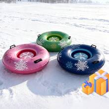 Yucalo Snow Tube, Heavy Duty Cold-Resistant Snow Sled With Handle, Multiple Colors (Green, Pink, Blue), Large Round Snow Sled For Winter Outdoor Snow Mountain Fun - Multiple Styles - View 5