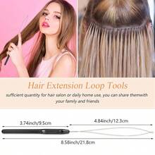 Hair Extension Loop Threader, 10 Pc Dual-Color Pulling Needle Set, Rust-Resistant Styling Tool With Beads Bands, Ideal For Beginner Home DIY Tinsel Feather I-Tip Hair Extension Craft Creation, Halloween - View 2