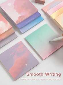 200/50 lembar Kertas Tempel Warna Gradien, Desain Awan Minimalis, Perekat, Cocok untuk Pesan, Memo, Buku Catatan, Gaya Pelajar Berkualitas Tinggi yang Lucu, Alat Tulis Kasual untuk Kembali ke Sekolah - Satu-Ukuran - View 4