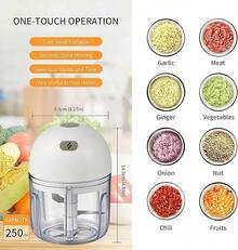 Cordless Electric Garlic Chopper And Mini Food Processor, Compact Portable Design Cordless Food Chopper With 1600RPM Motor Speed, Rechargeable Battery USB Charging Garlic Crusher - Ideal For Garlic, Ginger, Onion, Vegetables Chopping In Kitchen - Multicolor - View 3