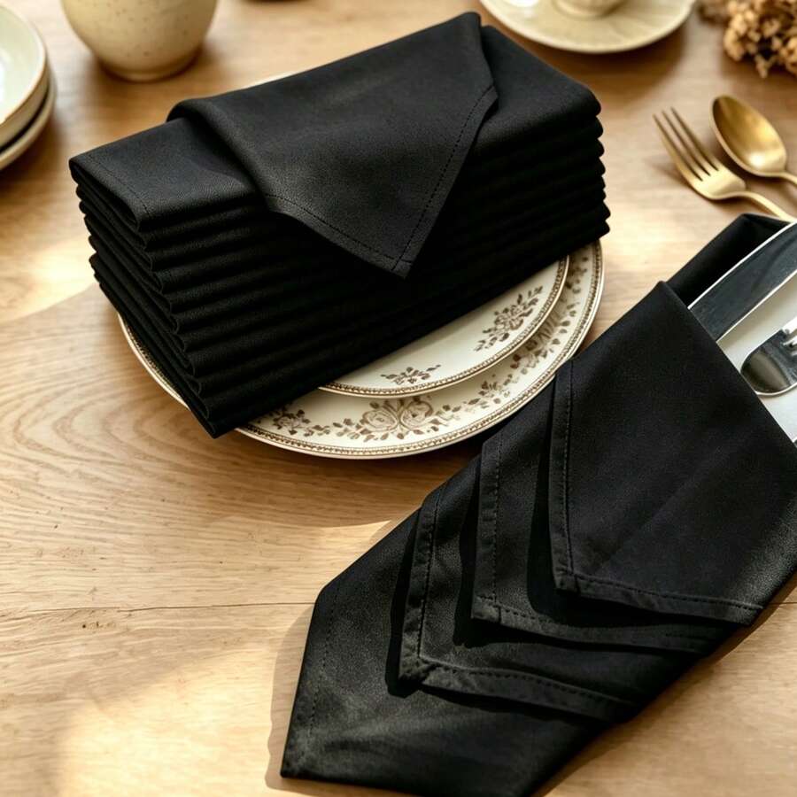1/6/10pcs White Modern Minimalist Decorative Napkins - Black - View 1
