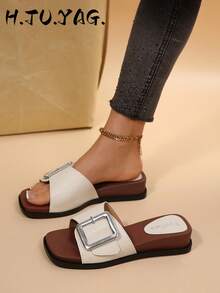 Summer New Leopard Print / Beige / Black Multi-Color Optional Outdoor Flat Slippers, Wedge Heels - White - View 1
