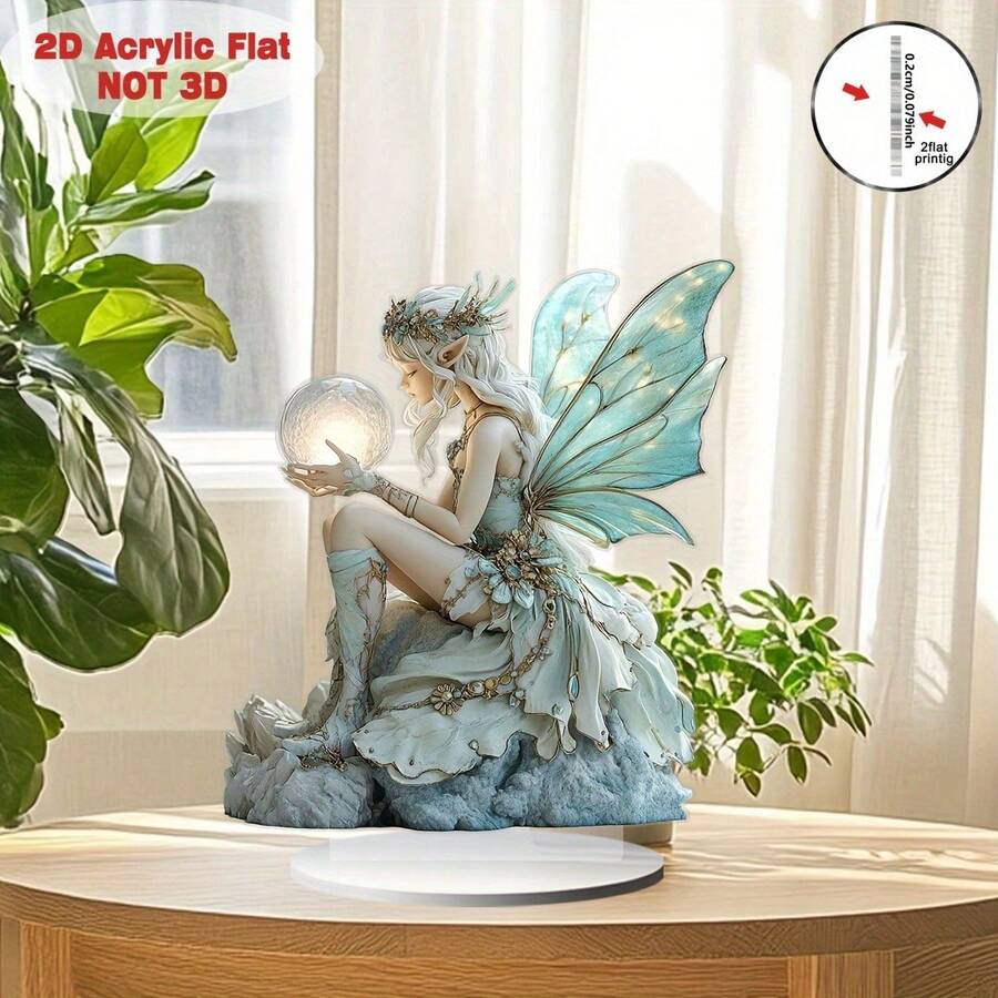 2D Acrylic Elf Decorative Ornament, Multi-Functional Fantasy Statue, Suitable For Home, Cafe, Office Desk, Unique Gift Idea - A - View 1