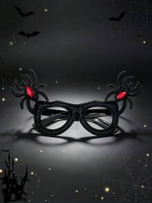 1pc Halloween Spider Decoration Glasses Frame, Black Sequin Costume Glasses With Red Rhinestones, No Lenses, Party Favor, Suitable For Cosplay, Photo Props, Women's Accessory - Multicolor - View 2