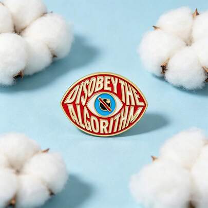 "Disobey The Algorithm" Eye Enamel Pin, Vintage Letter Lapel Brooch, Anti-Algorithm Decorative Pin For Jacket Backpack Hat, Unique Punk Accessory Gift
