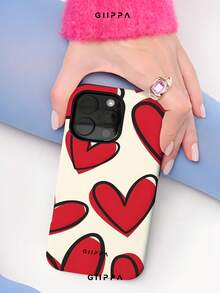 GIIPPA 1pc Red Heart Graffiti Pattern Design, Phone 17 Pro Max Phone Case, Compatible With Phone 16 Pro Max, 15 Pro Max, 14 Pro Max, Korean Style High-End Fashion Fun Phone Case, Compatible With 11/12/13/14/15/16 Pro Max Plus, Elegant Design Suitable For Men And Women, Perfect Gift For Girlfriend On Christmas, Valentine's Day, Easter, Wedding Season And Birthday! - Multicolor - View 5