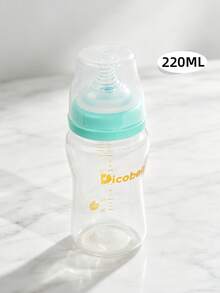 1PC 180ML/220ML Wide Mouth Glass Baby Bottle, Soft Nipple Anti-Colic Anti-Choking, High Temperature Resistant Precise Scale, Suitable For Newborns, Infants Drinking Milk And Water - Blue - View 1