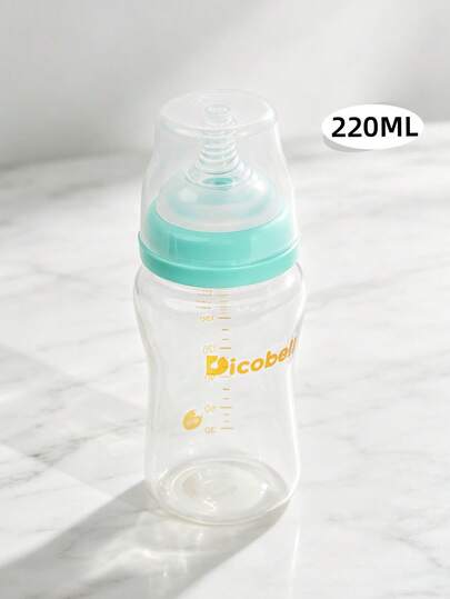 1PC 180ML/220ML Wide Mouth Glass Baby Bottle, Soft Nipple Anti-Colic Anti-Choking, High Temperature Resistant Precise Scale, Suitable For Newborns, Infants Drinking Milk And Water