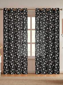 1pc/2pcs Premium Boho Style Embroidered Sheer Curtains For Living Room & Bedroom, Minimalist Line Art Voile Drapes, Fade Resistant Soft Light Blocking Breathable Home Decor, Easy To Install And Maintain - Black - View 8