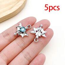 5/20pcs Silvery Plated Blue Rhinestone Charms Dolphin Shell Star Heart Butterfly Owl Pendant For DIY Bracelet Necklace Earring Jewelry Making Findings - Blue - View 25