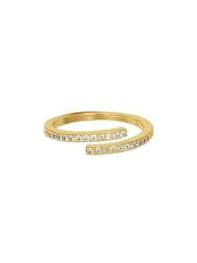 Cincin CZ, Berlapis Emas Tembaga, Hipoalergenik, Gaya Wanita, 1 buah - Emas - View 4