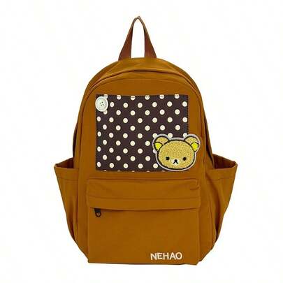 Rilakkuma Polka Dot Relaxed Bear Backpack For Women, Niche Design, Cute Versatile Student School Bag, Commuter Backpack