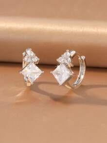 2pcs/Set Luxury Style Women's Earrings Suitable For Daily Commute, Date, Evening Party, Holiday Wear - Square - View 10