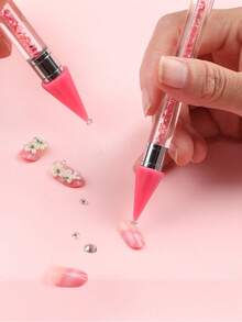 Juego de bolígrafo para recoger diamantes de pintura con bandeja | Bolígrafo de cera para diamantes, herramientas de arte de uñas con diamantes brillantes - A - Ver 4