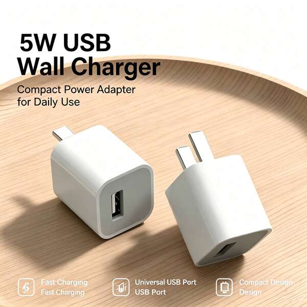 1pc Universal 5W USB-A Charger Plug, Travel Wall Power Adapter For Mobile Devices, Portable Single USB Wall Charger, Single Port Portable Power Adapter, Compact Charging Block For Smartphones, Headphones And Small Electronic Devices