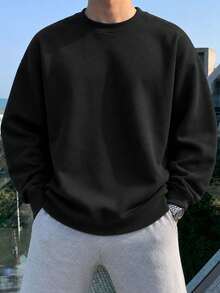 1pc Teen Boys Minimalist Retro Outdoor Pullover Sweater, Knit, Autumn/Winter - Black - View 8