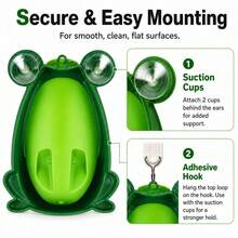 Urinal Latihan Buang Air Kecil Bentuk Katak untuk Balita Laki-laki, dengan Target Berputar, Dipasang di Dinding dengan Pengait, Aneka Warna - MultiWarna - View 2