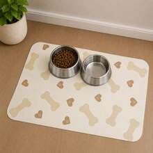 Tapete Doméstico Pet Para Comedouro 55x35cm Antirespingo Antiderrapante Decorativo - Multicolorido - Visão 1