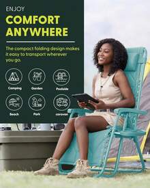 Gravity Chairs (2-Pack) Premium Heavy-Duty Outdoor Recliners With Luxe Two-Tone Design! Features Ultra-Padded Ergonomic Support, 5-Position Adjustable Backrest Independent Headrest, Built-In Cup Holder Phone Slot, And Smooth Rocking F - Mint - View 6