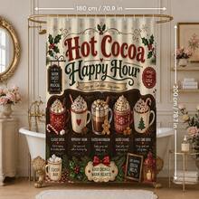 1pc/4pcs Christmas American Hot Cocoa Menu Multi-Functional Bathroom Decor Shower Curtain Set, Free 12 Hooks, Premium Holiday Atmosphere, Bathroom Mat, U-Shaped Floor Mat And Round Toilet Lid Cover, Suitable For All Christmas Scenes Decoration - American Hot Cocoa - View 12