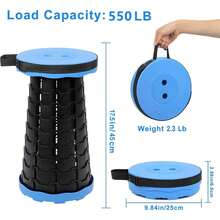 Taburete Plegable Telescópico VOLIXOD, Taburete Portátil y Retráctil para Adultos, Asientos Plegables Mejorados con Capacidad de Carga de 550 libras, Taburetes de Camping para Adultos - Azul - Ver 8