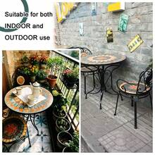 Juego De Mesa De Mosaico Para Patio:Mesa De Exterior Con 2 Sillas Plegables - Negro - Ver 7