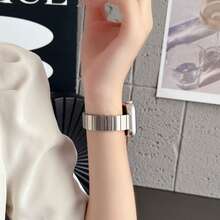 1pc Elegant Bamboo Knot Stainless Steel Watch Band, Luxury Metal Replacement Strap, Compatible With Apple Watch 38/40/41/42/44/45/49mm, Adjustable Wristband Smart Watch Accessory, Suitable For Daily Wear - Starlinght - View 4