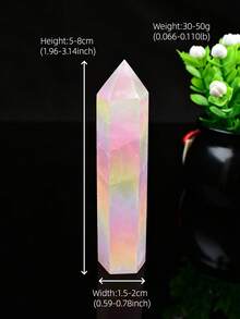 家居裝飾療癒石天然水晶彩色手工彩虹光暈粉色水晶方尖碑柱 1件 - 彩色工藝粉水晶 - 查看 7