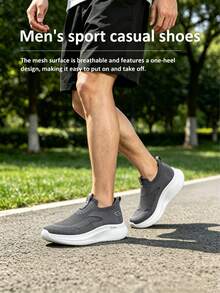 Desai Men's Slip-On Sneakers, Fabric Upper Round Toe Walking Shoes With PU Sole, Casual Shoes For Daily Wear And Travel Shoes For Men Shoes Men - Grey - View 7