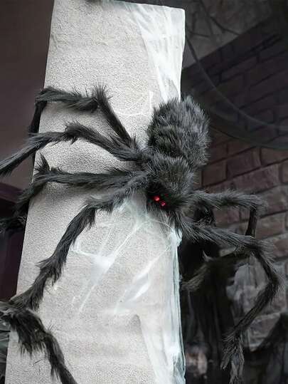 Spider Halloween Decoration - Scary Giant Spider Prop, Suitable For Yard Or Party Decor - Realistic Black Long-Legged Spider - Halloween Indoor/Outdoor Decor Item (For Decoration Only, This Product Is Very Scary, For Adult Use Only)