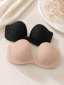 1pc Women's Deep U Sticky Bra, Invisible, Comfortable, Good Wrapping, Reusable 3-4 Times, Suitable For Wedding Photography - Multicolor - View 3